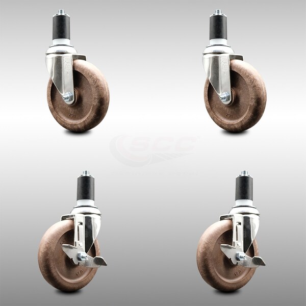 Service Caster 5 Inch 316SS High Temp Glass Filled Nylon 1-5/8 Inch Stem Caster Brake SCC, 2PK SCC-SS316EX20S514-GFNSHT-2-TLB-2-158 - main